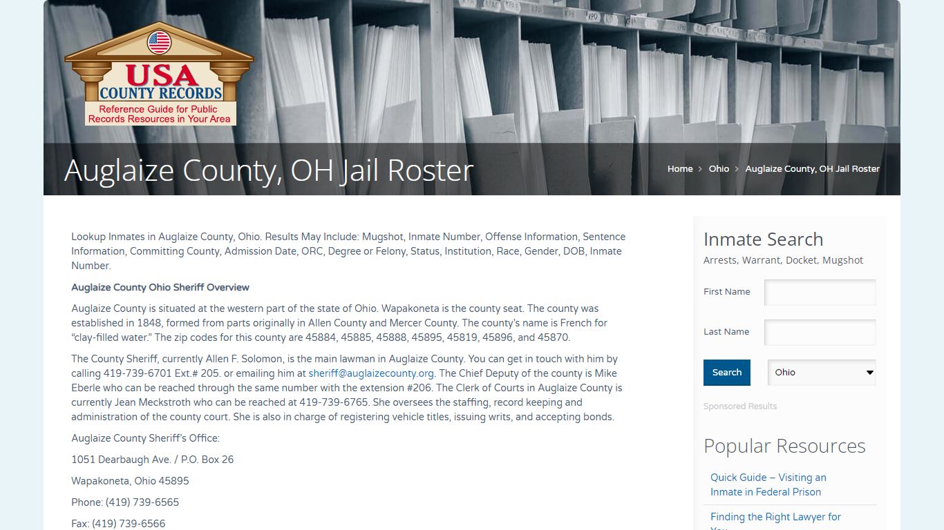 Auglaize County, OH Jail Roster | Name Search